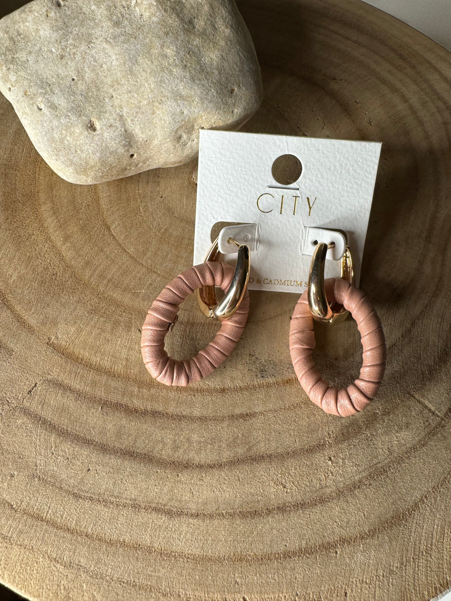 Oval Wrap Cutout Drop Hoop Earrings