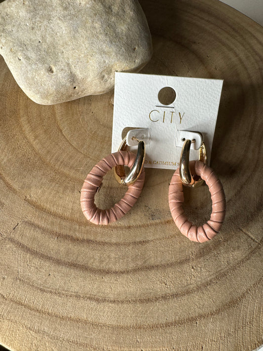 Oval Wrap Cutout Drop Hoop Earrings
