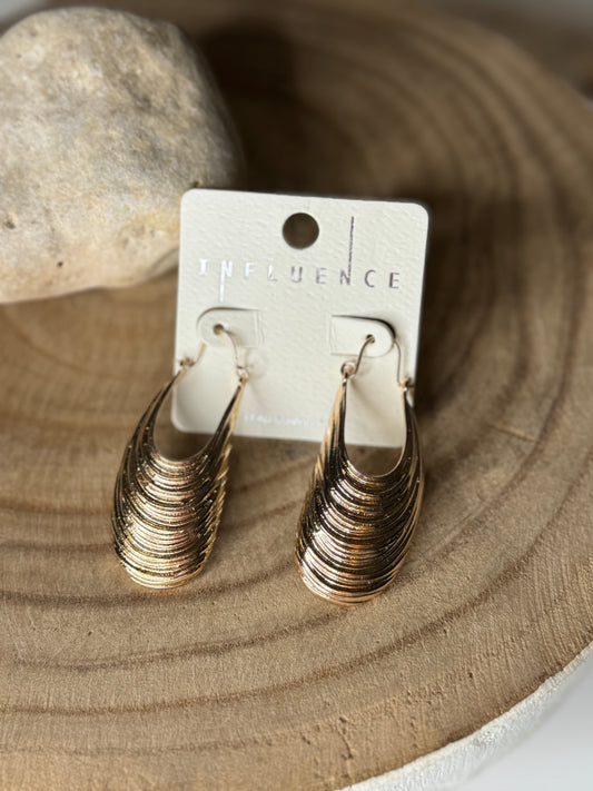 Elongated Ribbed Shell Earrings